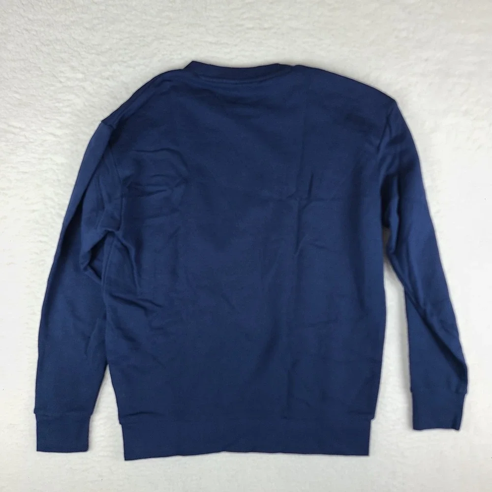 Adidas Sweater Mens‎ Medium Blue Navy Crewneck Sweatshirt 100% Cotton *